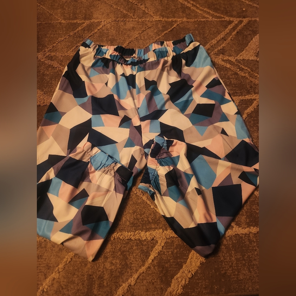 SHEIN  Geometric Print Joggers - Blue and Pink